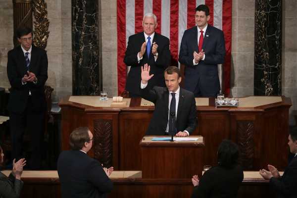 Emmanuel Macron rebuked Trump before Congress. Democrats loved it.