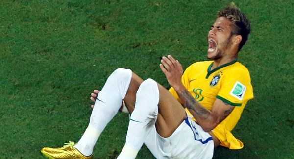 Neymar spends 14 minutes on ground during four World Cup matches