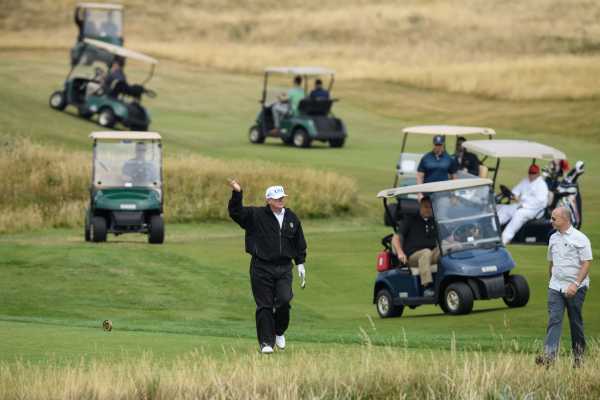 Trump is getting free advertising for his golf course out of his UK trip