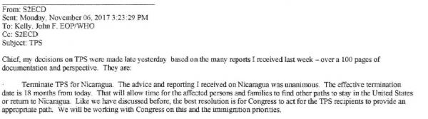 New documents: White House persuaded DHS to cut short Nicaraguans’ humanitarian protection