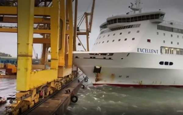 WATCH Fire Erupt in Barcelona Port as Passenger Ferry Collides With Crane