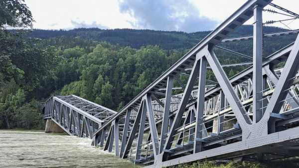 Railway bridge collapses in southeastern Norway after last week’s torrential rain