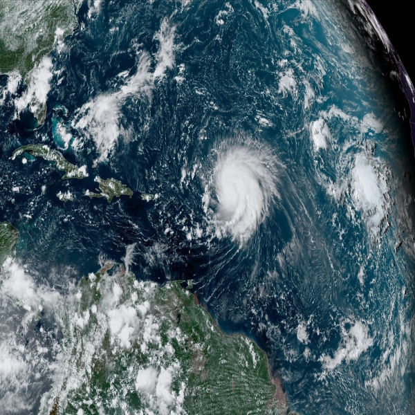 Hurricane Lee in the ocean, seen from space. 