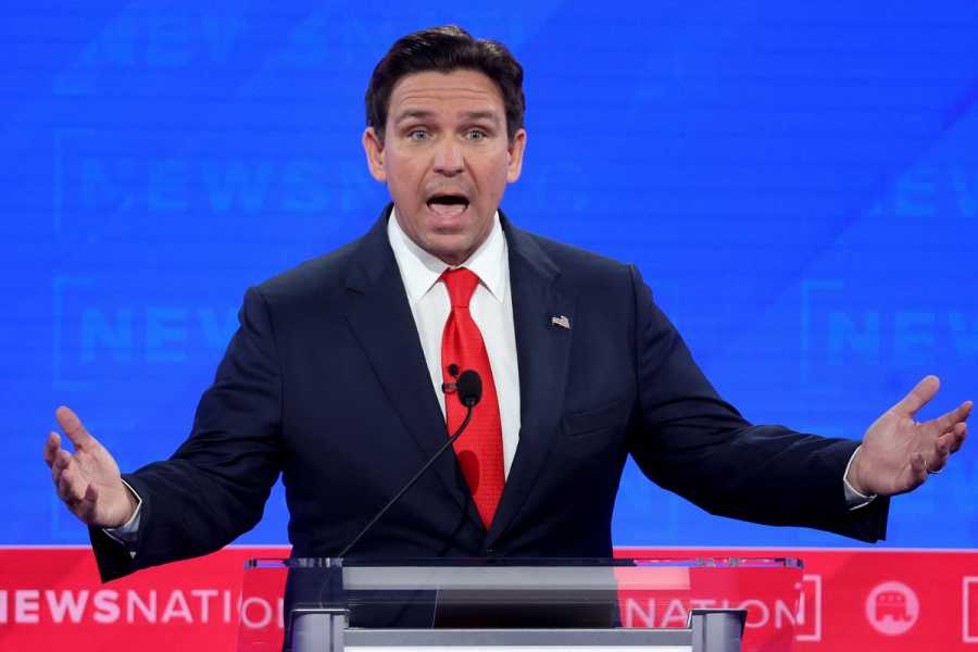 Republican presidential candidate Florida Gov. Ron DeSantis participates in the NewsNation Republican Presidential Primary Debate at the University of Alabama Moody Music Hall on December 6, 2023 in Tuscaloosa, Alabama. 