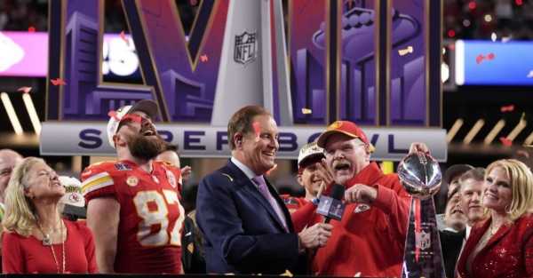 Travis Kelce plays down barging into ‘greatest coach’ Andy Reid at Super Bowl