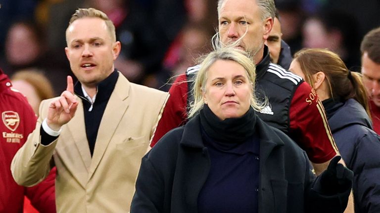 Emma Hayes says ‘male aggression’ should not be tolerated as Jonas Eidevall defends himself after Conti Cup final altercation