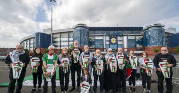 Pro-Palestine protest takes place before Scotland v Israel match