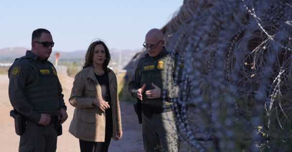 Harris visits Mexican border as she offers tougher stance on migration