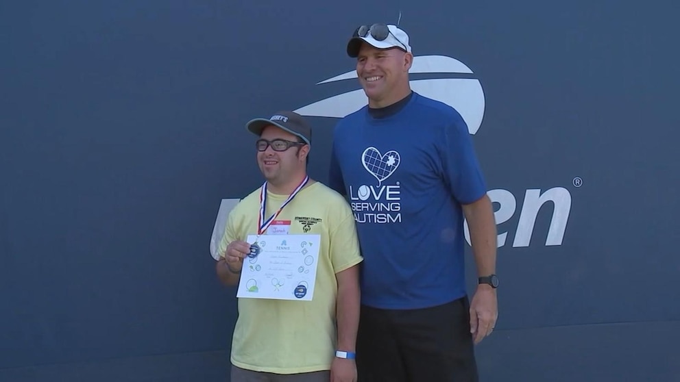 Video Kids and adults with disabilities play with pros at US Open