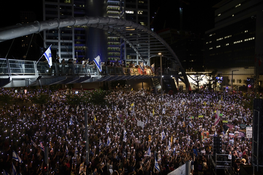 Over 100,000 Israelis demonstrated against Prime Minister Benjamin Netanyahu, demanding an immediate hostage deal and ceasefire, in Tel Aviv, Israel on September 21, 2024.