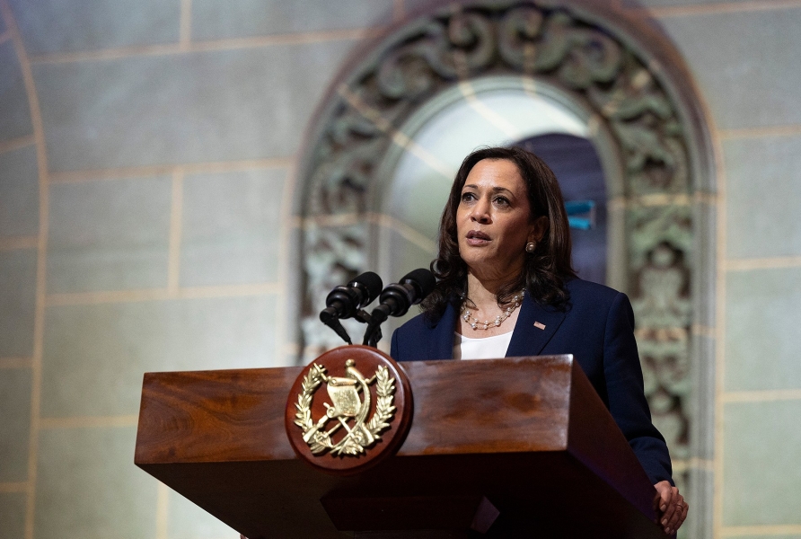 Kamala Harris speaking at in Guatemala City