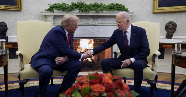 Trump returns to Washington in triumph and meets Biden at White House