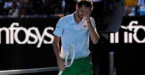 Daniil Medvedev smashes net camera in anger during five-set Australian Open win