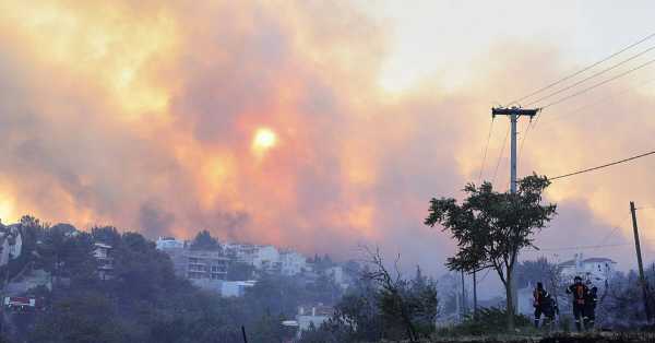 Forest fire rages in Athens suburb, residents ordered to evacuate