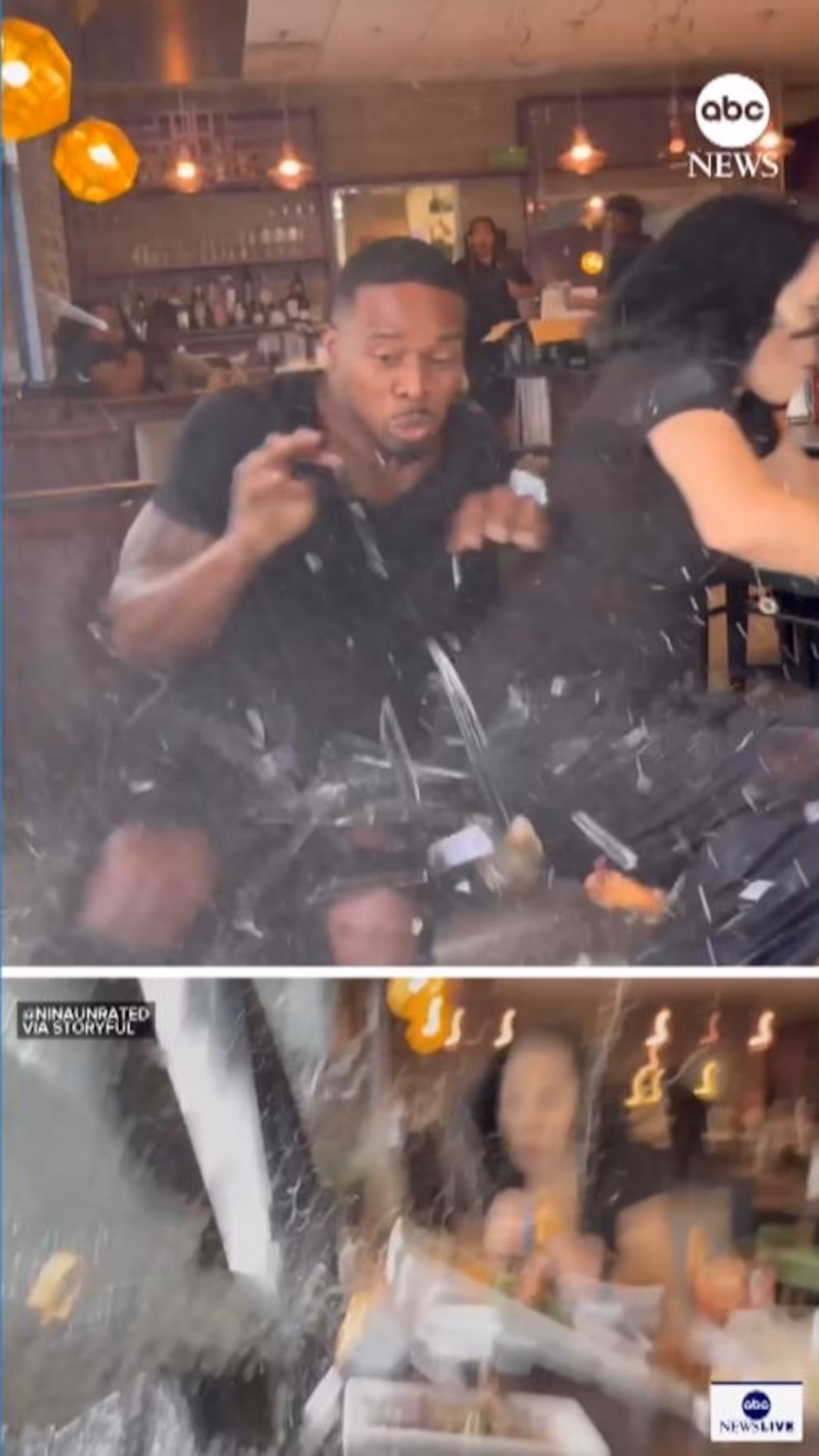 Video: Driver smashes window while influencers film restaurant review