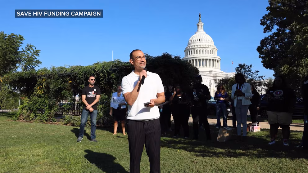 Video Actor Hamilton Protests Proposed HIV/AIDS Cuts