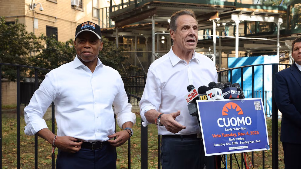 Adams supports Cuomo for NYC mayor; Mamdani criticizes them.