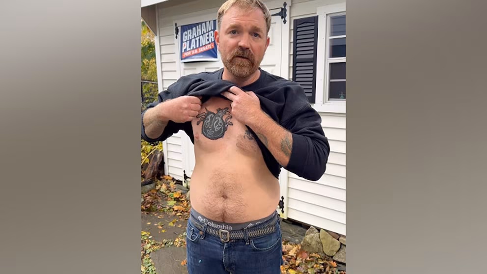Platner, Maine Senate hopeful, admits concealing tattoo similar to Nazi imagery.