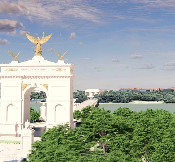 Fresh designs unveiled for Trump’s envisioned “victory gate”.