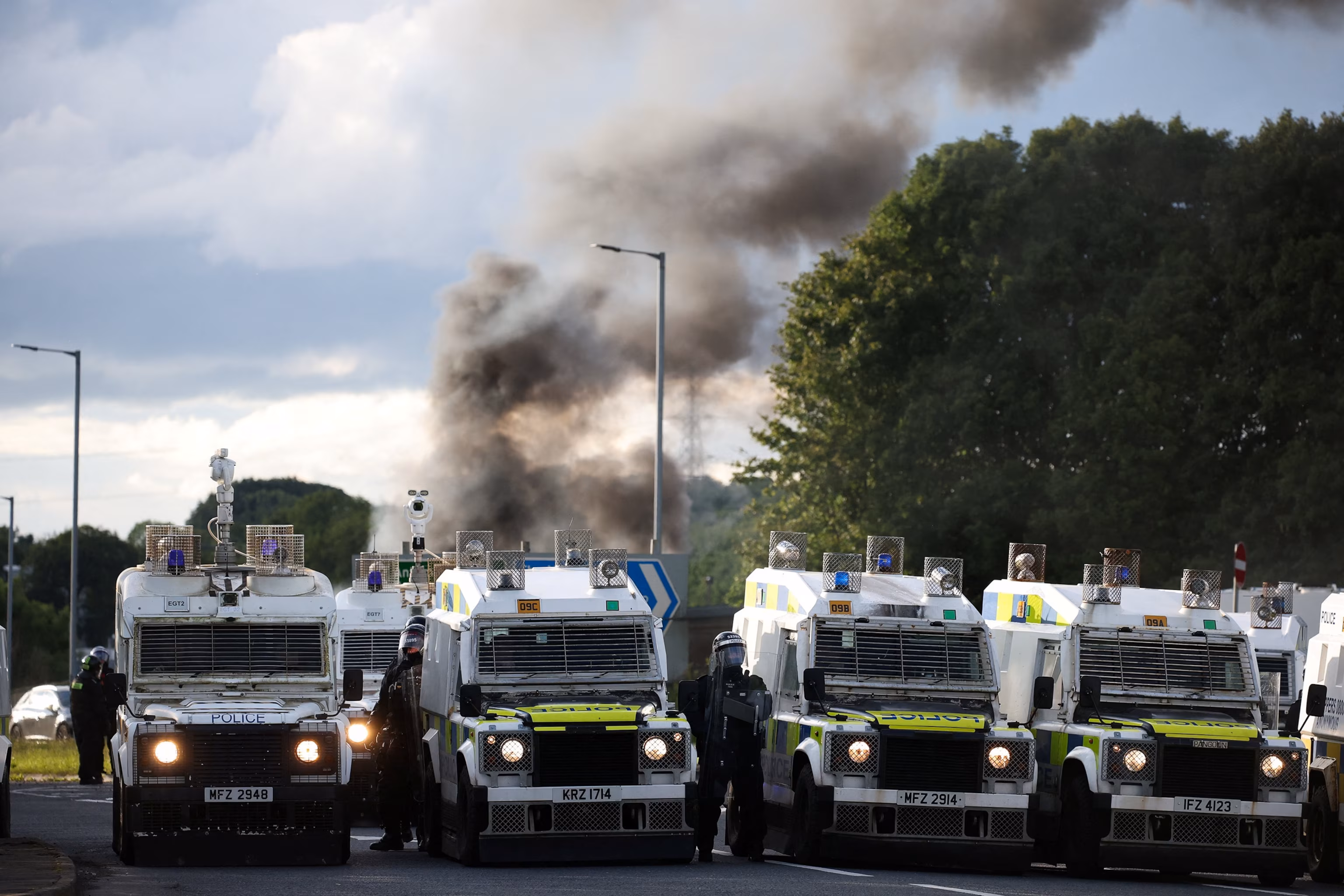 Extra police officers have been deployed due to ongoing violent disturbances in Belfast for a second consecutive night. 14